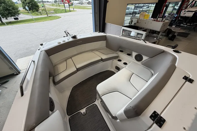Slide: The Image of 2024 Glastron GTD 240 boat interior with spacious seating and modern design. - 23