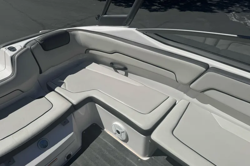 Slide: The Image of 2022 Yamaha Boats AR190 interior seating with sleek, modern design and comfortable upholstery. - 26