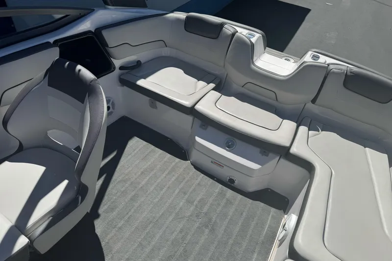 Slide: The Image of 2022 Yamaha Boats AR190 interior with sleek seating and modern design. - 33