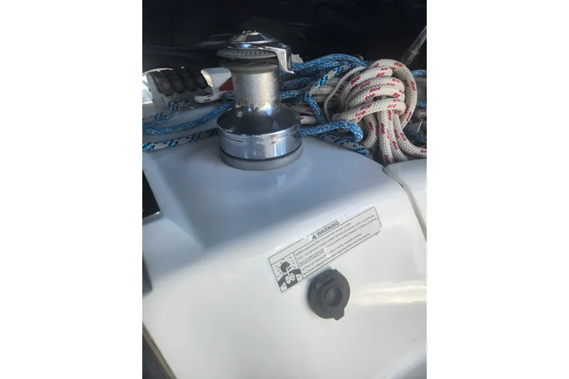 Slide: The Image of Winch and ropes on a 2008 Hunter 450 sailboat deck. - 6
