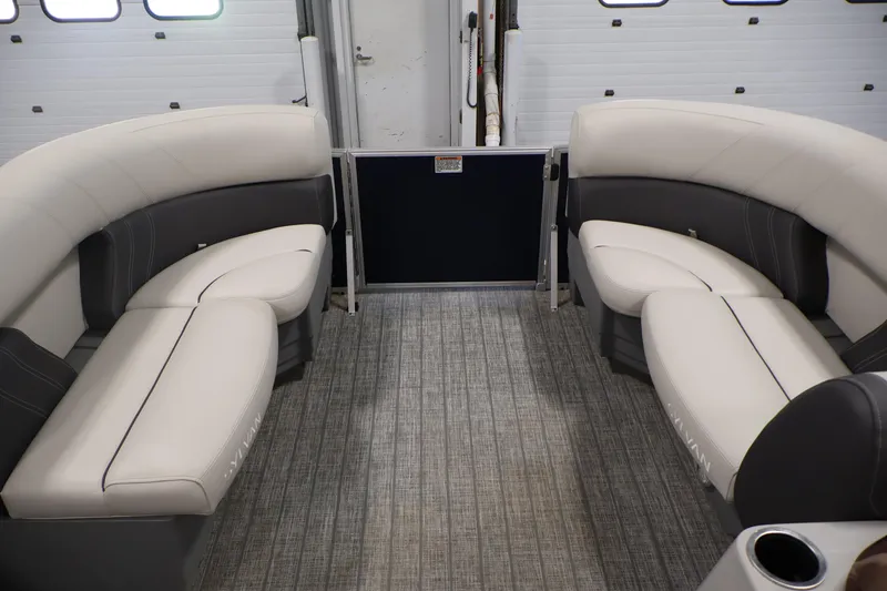Slide: The Image of 2022 Sylvan 8520 Mirage interior with plush seating and modern design. - 11