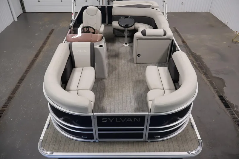 Slide: The Image of 2022 Sylvan 8520 Mirage pontoon boat with spacious seating and modern interior design. - 9