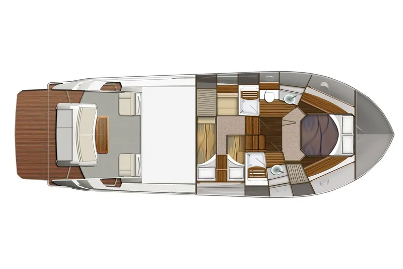 Slide: The Image of Manufacturer Provided Image: 2019 Tiara Yachts C44 Coupe floor plan, top view, detailed interior layout. - 48
