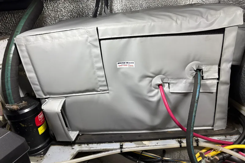 Slide: The Image of Insulated engine compartment on a 2000 Silverton 42 Convertible boat. - 45