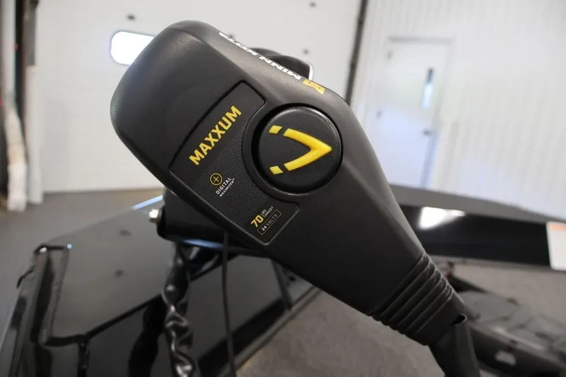 Slide: The Image of Close-up of Maxxum trolling motor control on 2024 Crestliner XFC 179 boat. - 24