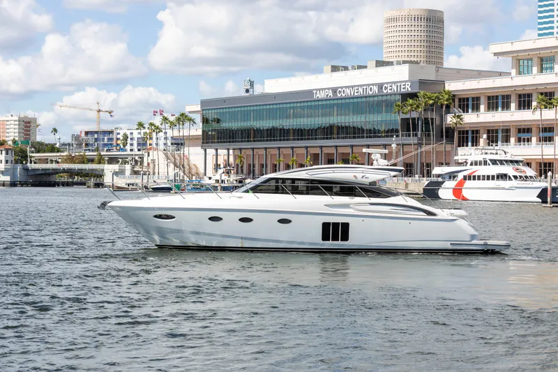 Slide: The Image of 2013 Princess V57 yacht near Tampa Convention Center on water. - 5