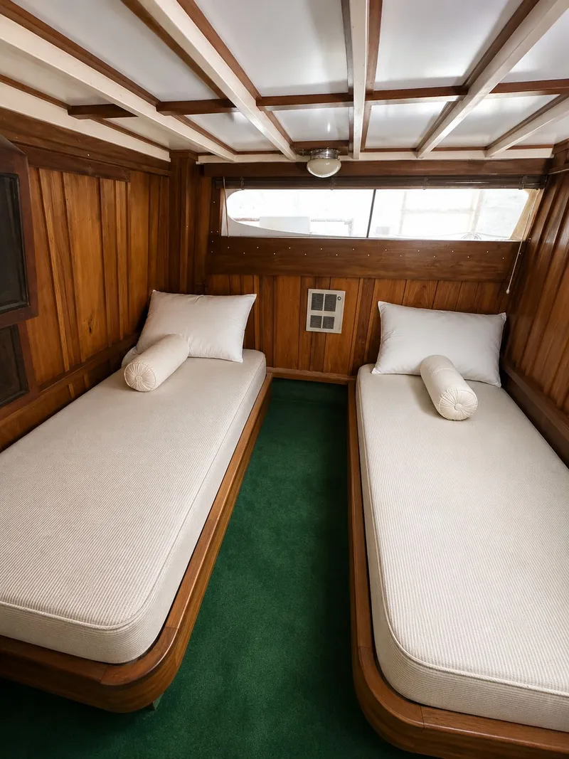 Slide: The Image of Interior of 1951 Chris-Craft 50 Catalina yacht with two beds. - 11
