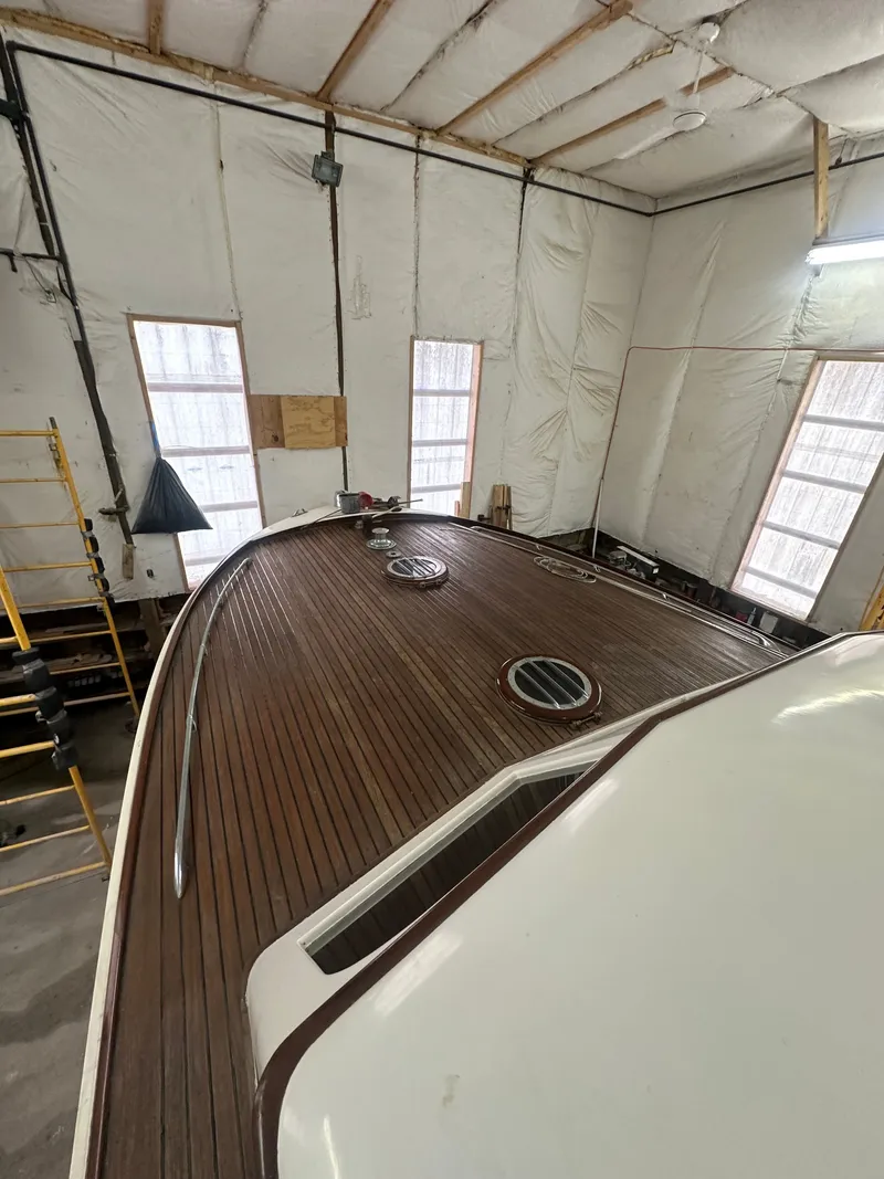 Slide: The Image of 1951 Chris-Craft 50 Catalina in a workshop. - 34