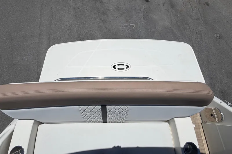 Slide: The Image of 2018 Sea Ray Sundancer 260 swim platform with cushioned backrest. - 97