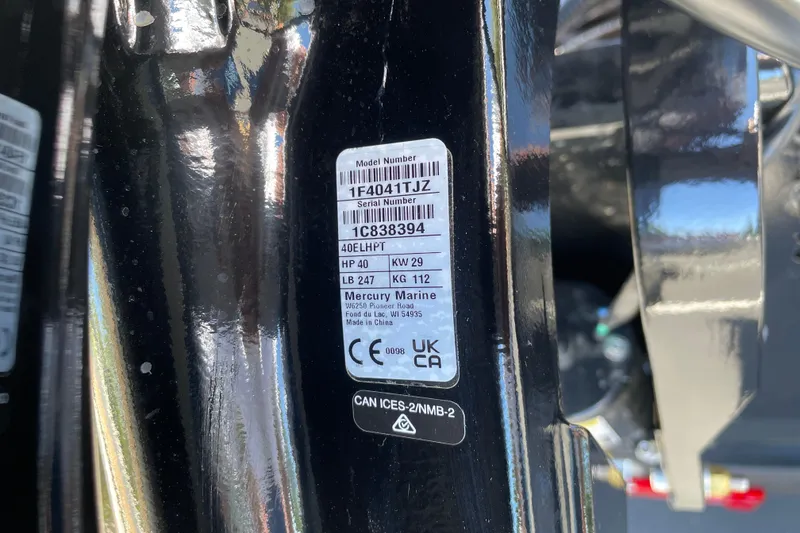 Slide: The Image of Label on 2026 Tracker Super Guide V-16 T, displaying model and serial numbers. - 43