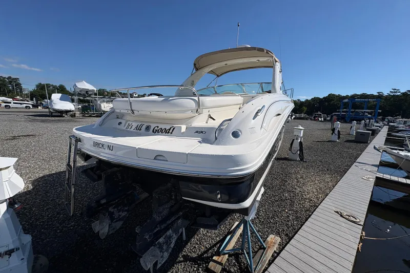 Slide: The Image of 2001 Sea Ray 290 Sun Sport boat on dry dock in Brick, NJ marina. - 7