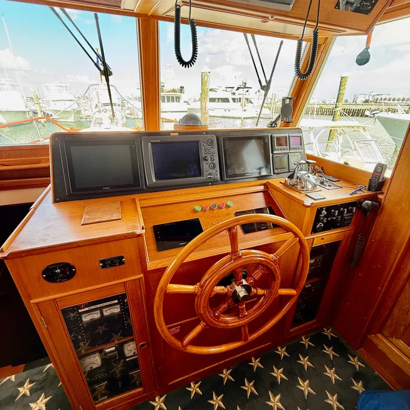 Slide: The Image of Helm of the 1999 Grand Banks 52 Europa yacht. - 17