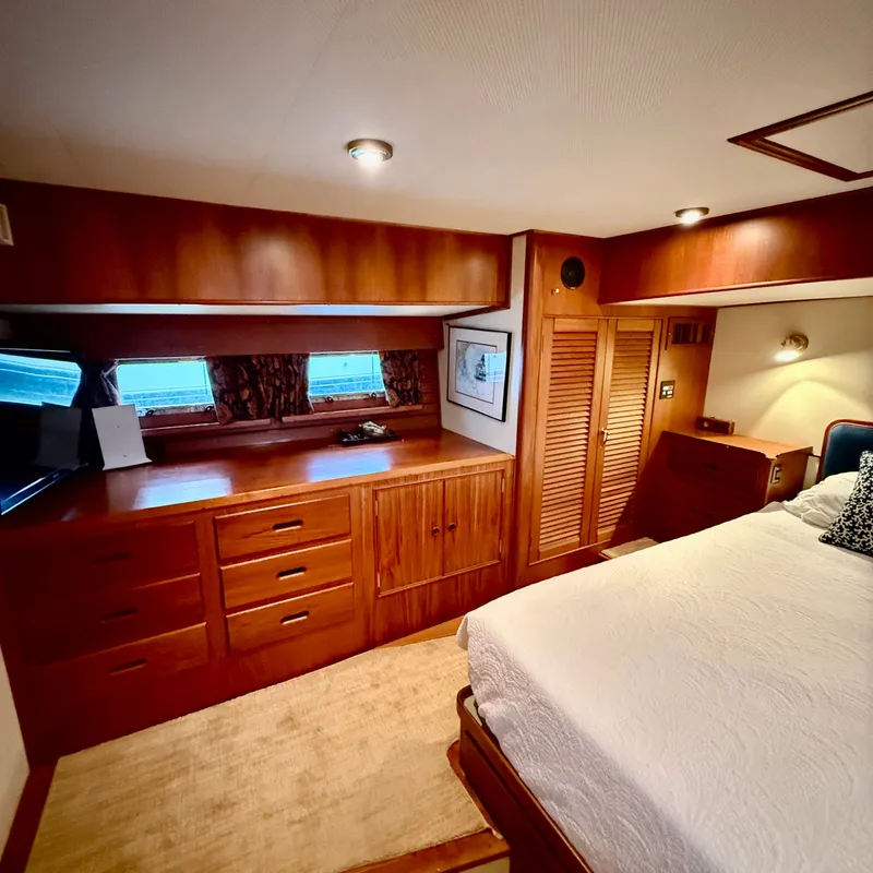 Slide: The Image of Interior of 1999 Grand Banks 52 Europa yacht with wooden furnishings. - 21