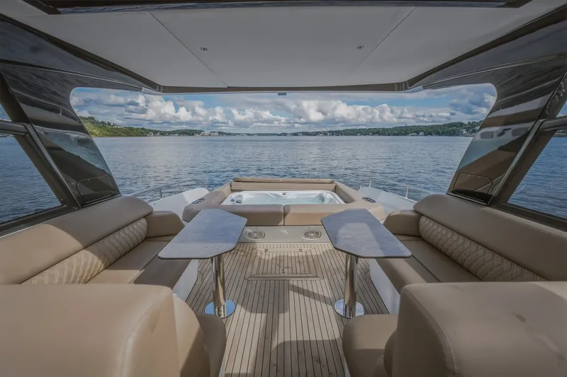 Slide: The Image of Luxurious 2022 Steeler Bronson 50 yacht interior with scenic water view. - 30