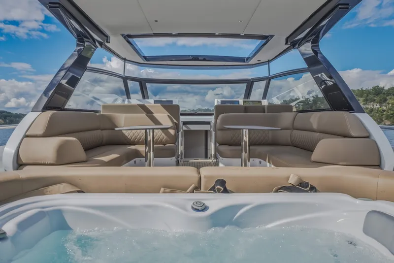 Slide: The Image of Luxurious interior of 2022 Steeler Bronson 50 yacht with seating and jacuzzi. - 39