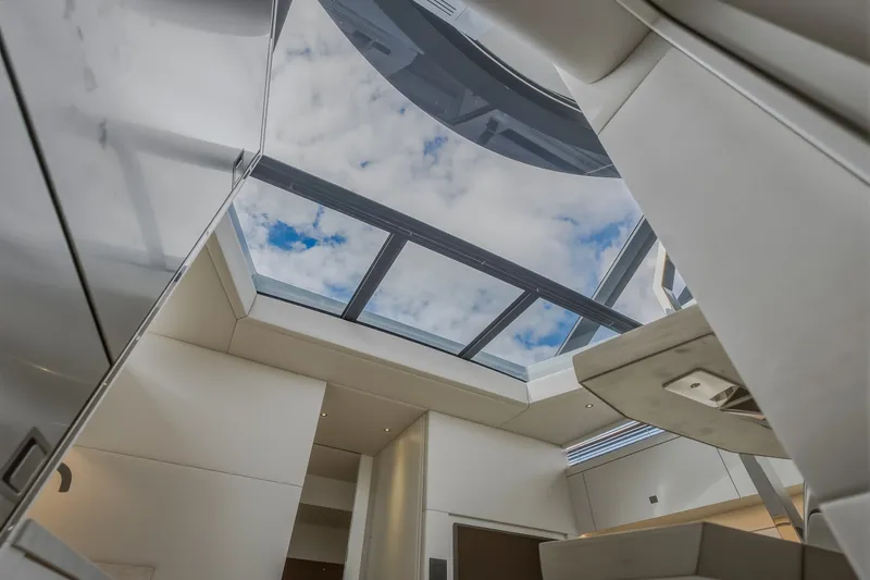 Slide: The Image of Interior view of 2022 Steeler Bronson 50 yacht with skylight and modern design. - 68