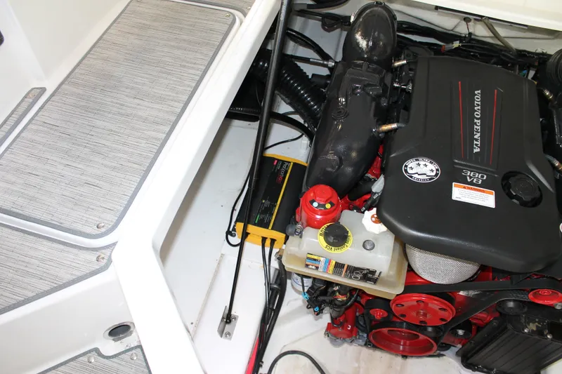 Slide: The Image of Engine compartment of 2023 Cobalt R8 featuring Volvo Penta 380 V8 engine. - 34