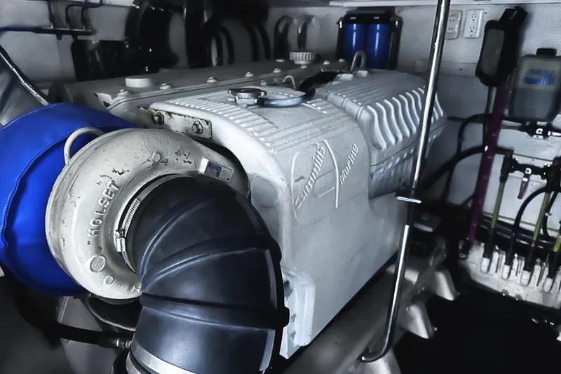 Slide: The Image of Engine room of 2004 McKinna 57 PHMY Widebody yacht with Cummins marine engine. - 115