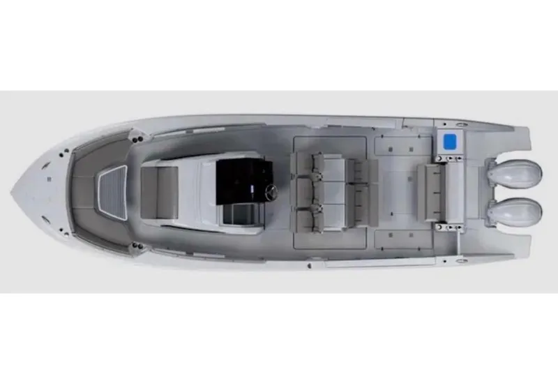 Slide: The Image of Top view of Pursuit S 358 Sport boat, 2023 model. - 2
