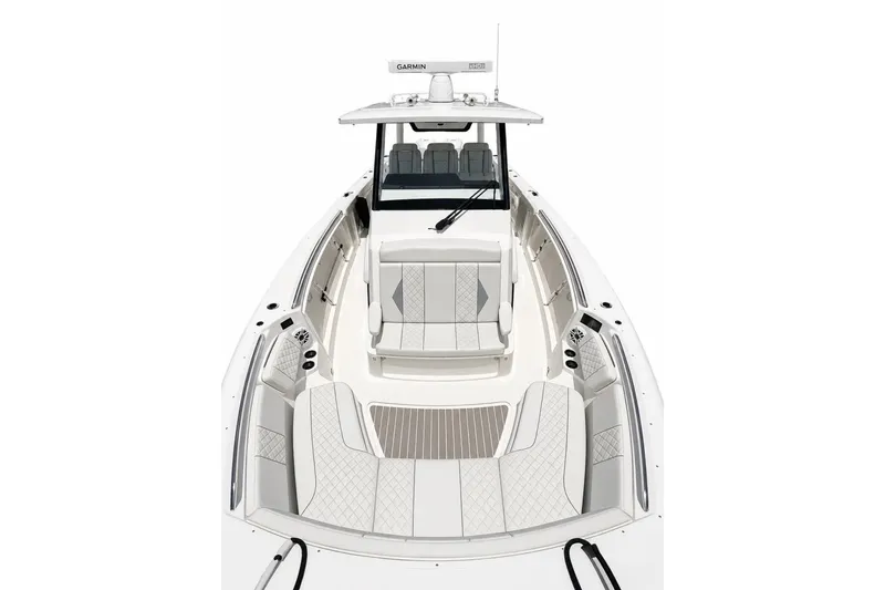 Slide: The Image of 2022 Pursuit S 358 Sport boat with spacious seating and modern design. - 3
