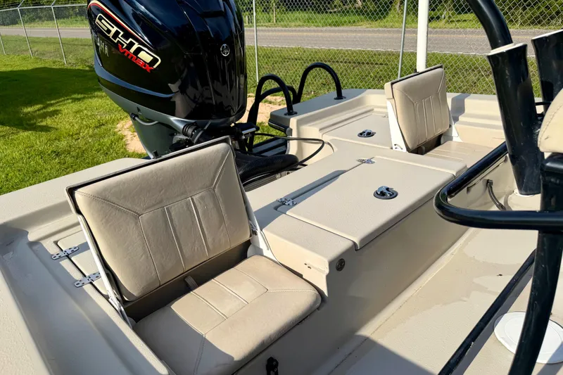 Slide: The Image of 2015 Blazer Bay 2200 Fisherman boat interior with Yamaha SHO VMAX engine. - 10