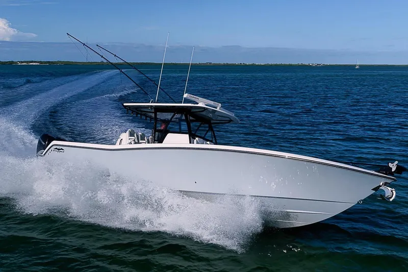 Slide: The Image of 2022 Invincible 39 Open Fisherman boat cruising on open water. - 30