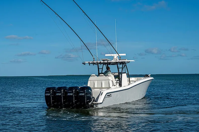 Slide: The Image of 2022 Invincible 39 Open Fisherman boat cruising on open water. - 7