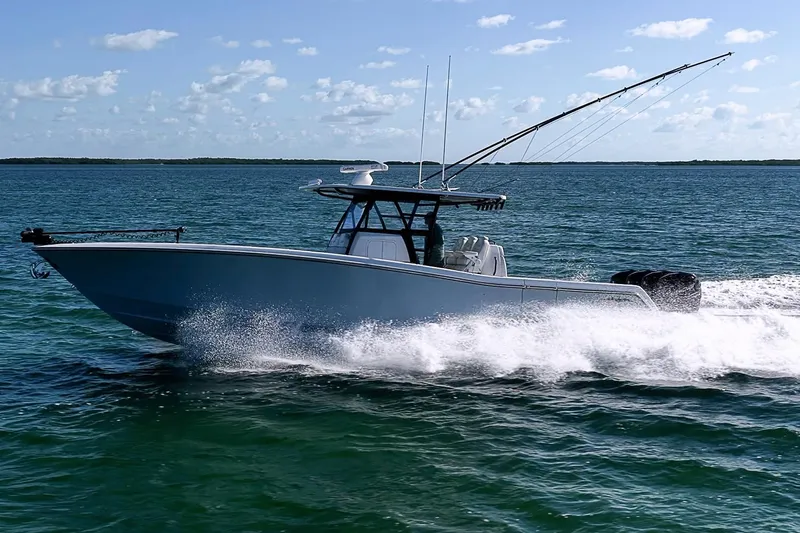 Slide: The Image of 2022 Invincible 39 Open Fisherman boat cruising on open water. - 26