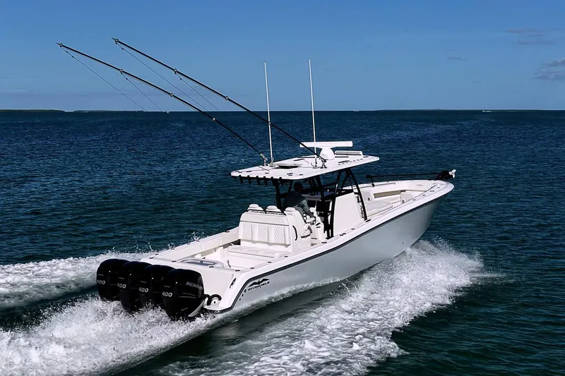 Slide: The Image of 2022 Invincible 39 Open Fisherman boat cruising on open water. - 21