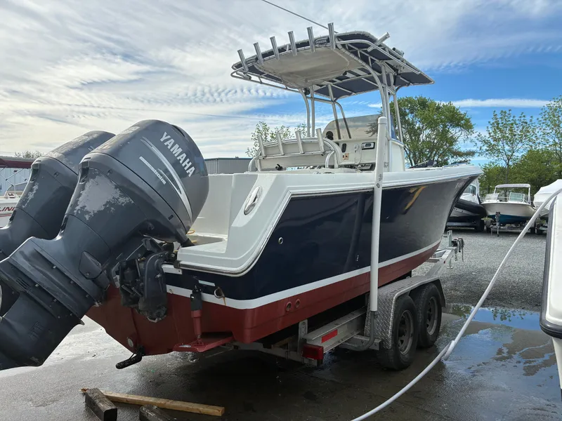Slide: The Image of 2007 Sailfish 2660 boat with Yamaha engines on trailer. - 5