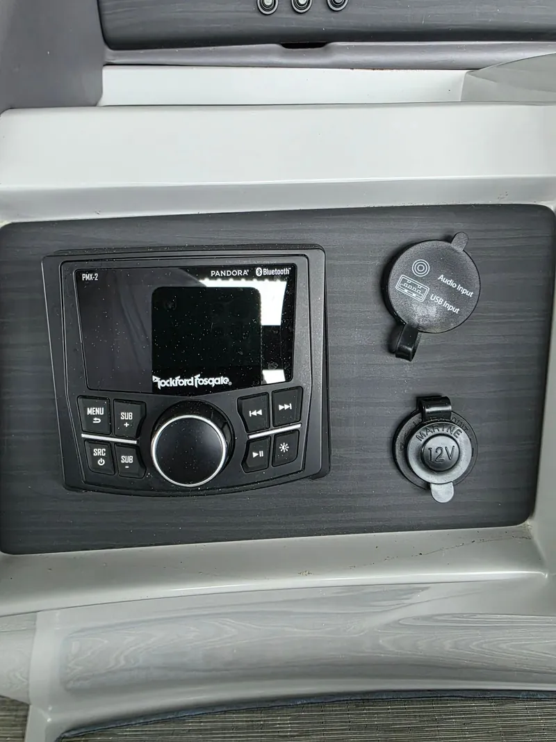 Slide: The Image of Audio control panel on a 2022 Bennington 25LSB boat. - 19
