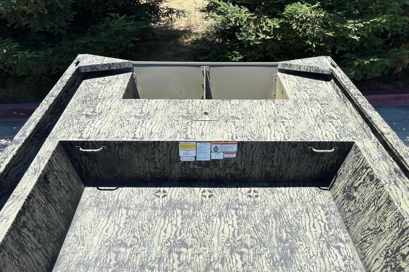 Slide: The Image of 2026 Tracker Grizzly 1860 Utility boat with camouflage pattern, viewed from above. - 12