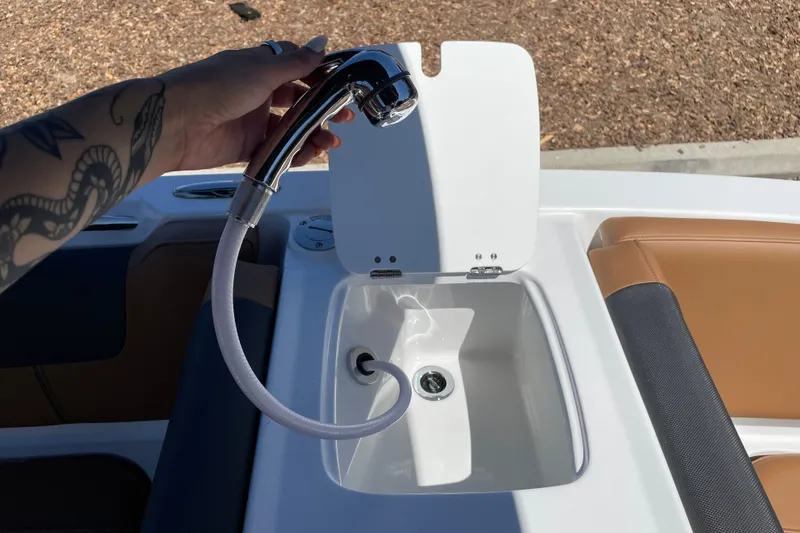 Slide: The Image of Boat sink with flexible faucet on 2026 Tahoe 1950 model. - 28