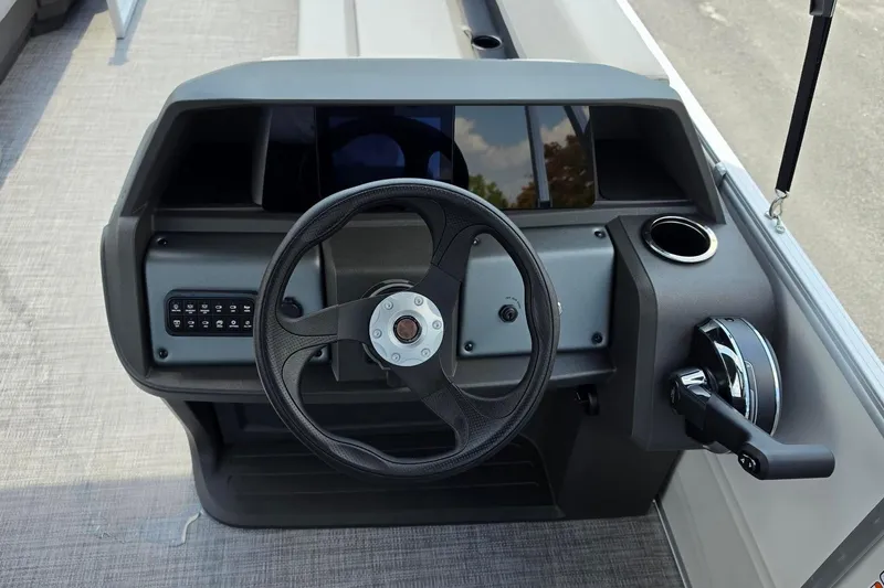 Slide: The Image of Steering console of 2026 Sun Tracker Party Barge 18 DLX pontoon boat. - 9