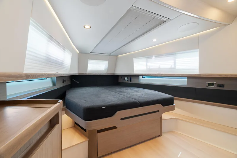 Slide: The Image of Luxurious interior cabin of 2022 Fjord 44 Open yacht with modern design. - 42