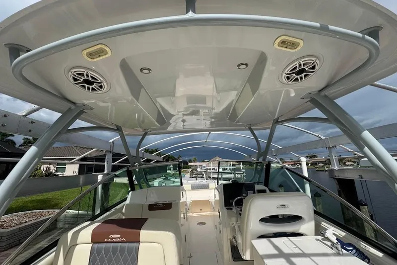Slide: The Image of 2020 Cobia 280 Dual Console boat interior with sleek design and modern amenities. - 41