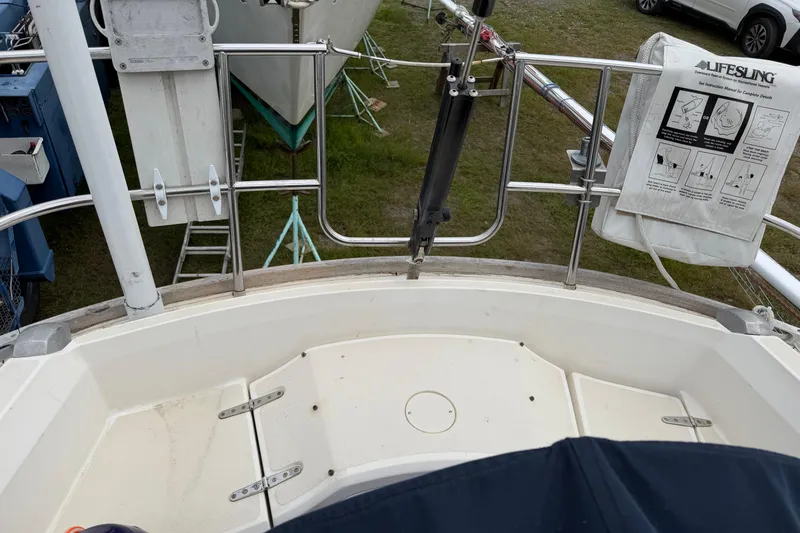 Slide: The Image of Cockpit view of 1989 Sabre 34 MK II sailboat with Lifesling safety equipment. - 21