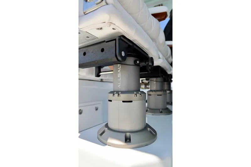 Slide: The Image of Shock-absorbing seat pedestal on a 2026 Freeman 43 boat. - 28