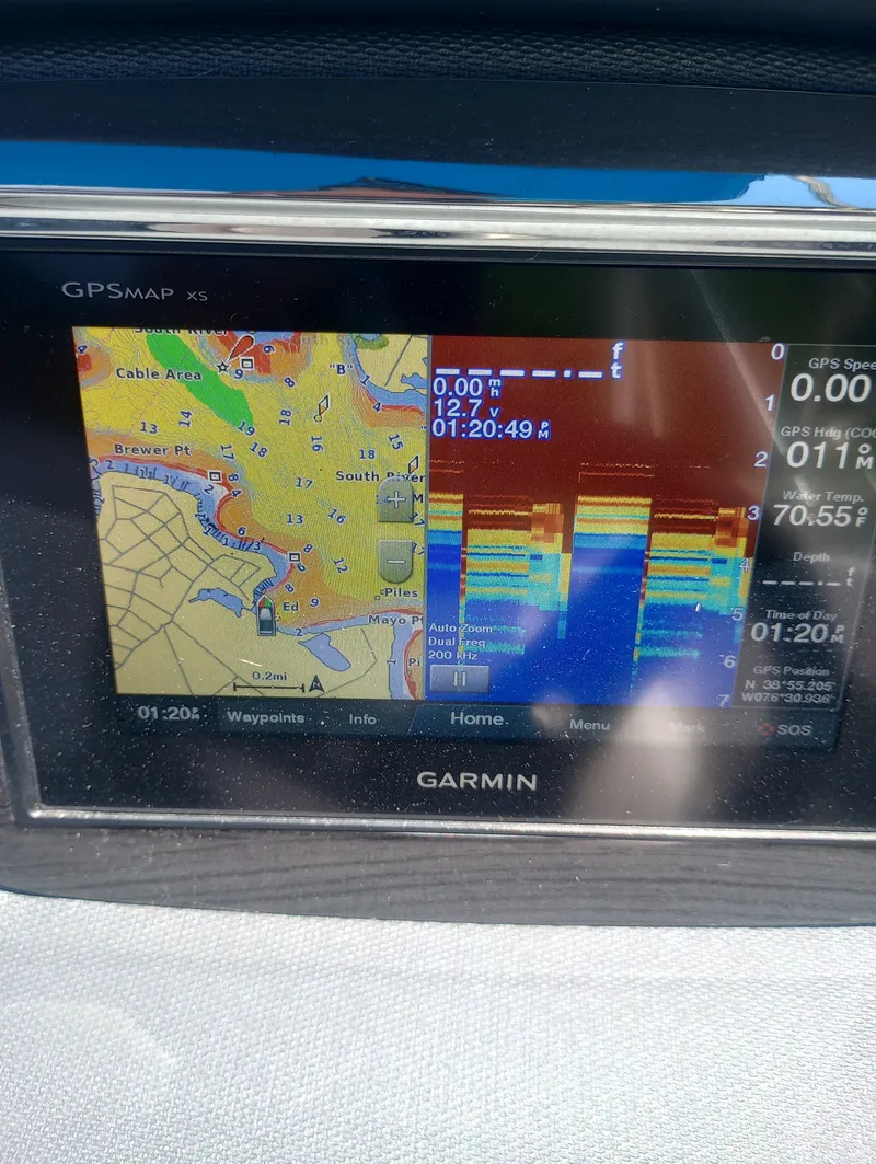 Slide: The Image of A Garmin GPS device displays a map and depth information. - 10