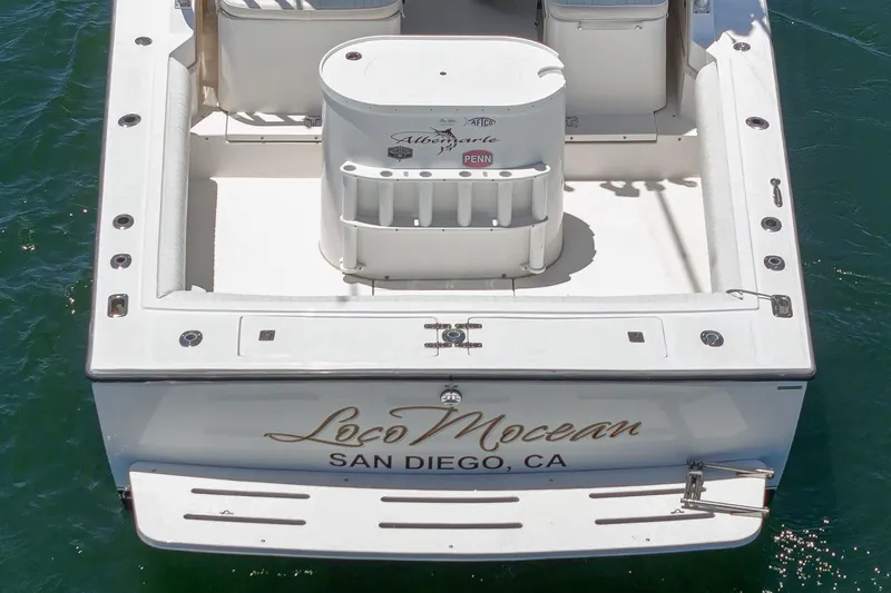Slide: The Image of Stern view of 1999 Albemarle 290 Express Fisherman boat in San Diego waters. - 17