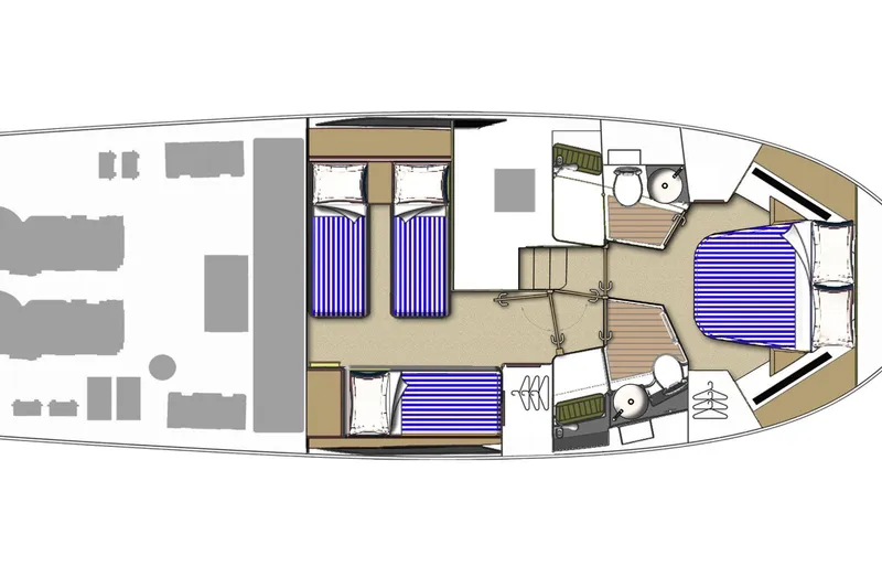 Slide: The Image of Floor plan of a 2018 Riviera 445 SUV yacht, featuring 2 cabins and 2 full heads - 35
