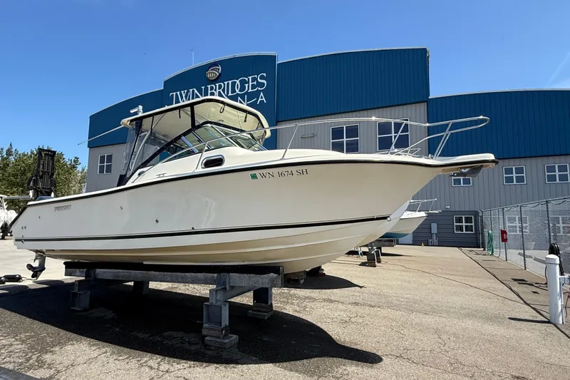 Slide: The Image of 2007 Pursuit 2570 Offshore boat on stands at Twin Bridges Marina. - 51