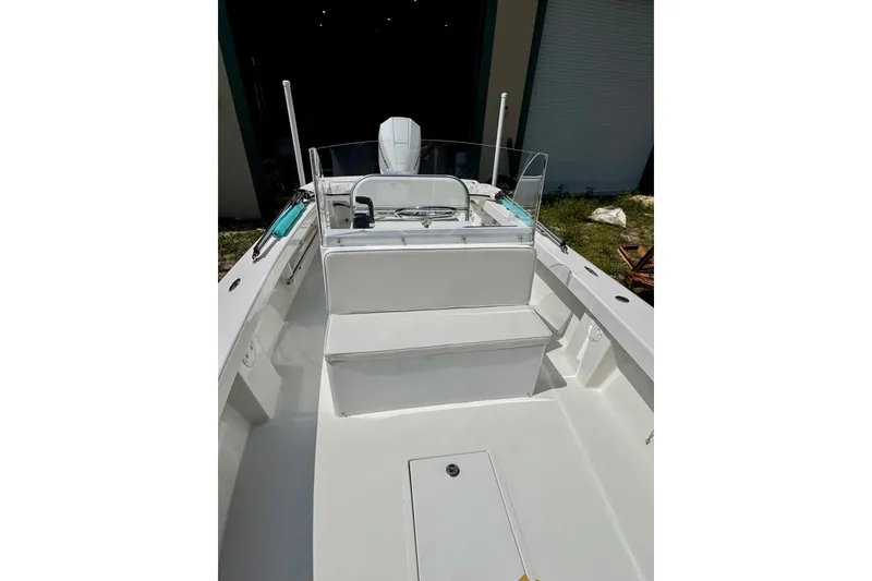 Slide: The Image of 2025 Rambo 22 Center Console boat interior with seating and console view. - 7
