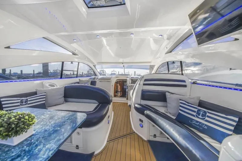 Slide: The Image of Luxurious interior of 2009 Fairline Targa 52 yacht with elegant seating and decor. - 12