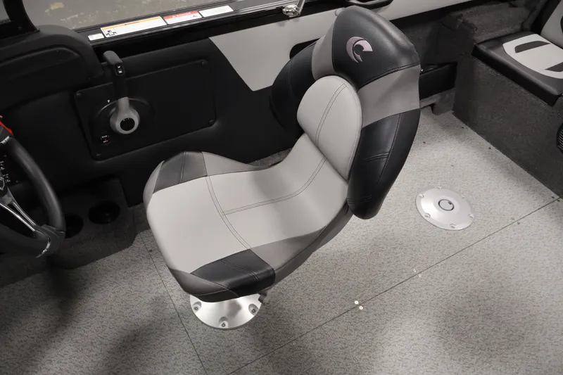 Slide: The Image of 2026 Crestliner 1850 Super Hawk WT JS boat interior with a stylish, cushioned seat. - 27