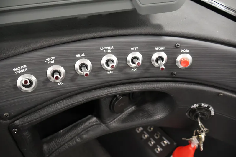 Slide: The Image of Dashboard controls of 2026 Crestliner 1850 Super Hawk WT JS boat. - 26