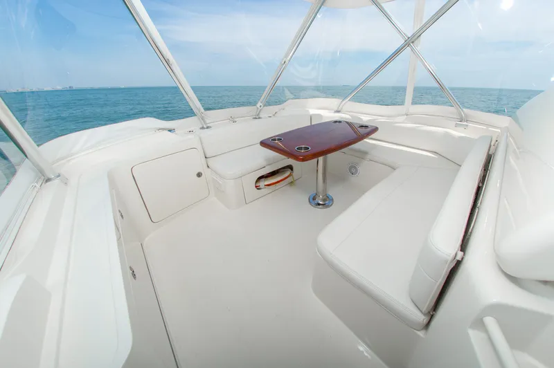 Slide: The Image of Interior of a 2008 Bertram 510 Convertible yacht on the water. - 13
