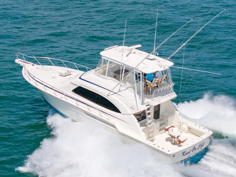 The Image of 2008 Bertram 510 Convertible cruising on the ocean. - 3