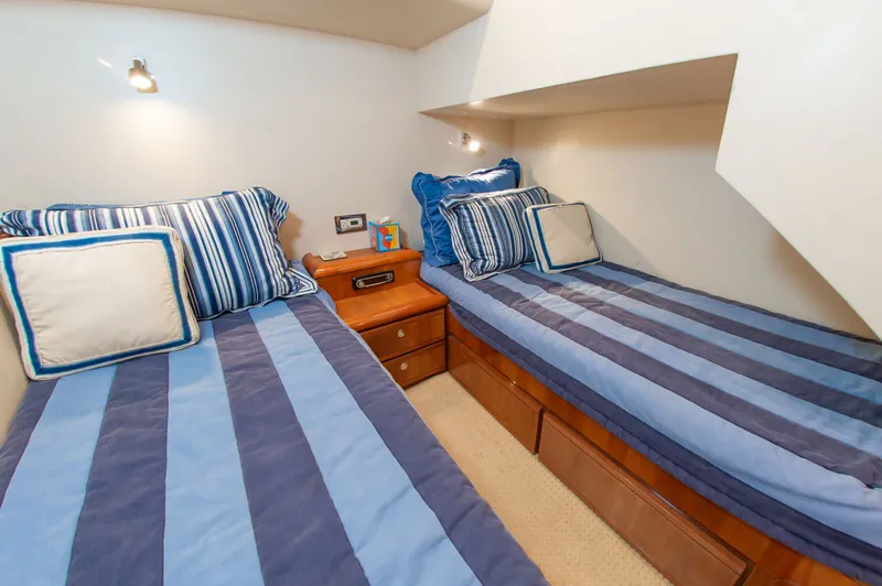 Slide: The Image of Interior of 2008 Bertram 510 Convertible with twin beds. - 35