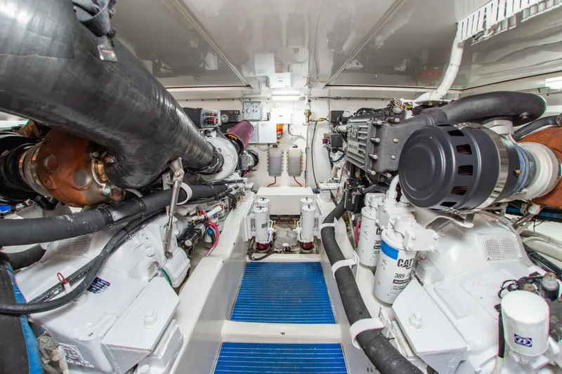 Slide: The Image of Engine room of 2008 Bertram 510 Convertible yacht. - 37
